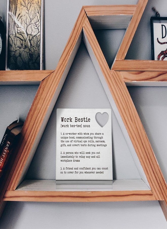 FTONENI Work Bestie Gifts for Women Funny Office Desk Decor Sign Going Away Gift Farewell Gifts Retirement Gifts Leaving Gifts for Coworkers Friendship Gift Work Bestie Definition Gifts - TZB14 - Image 3